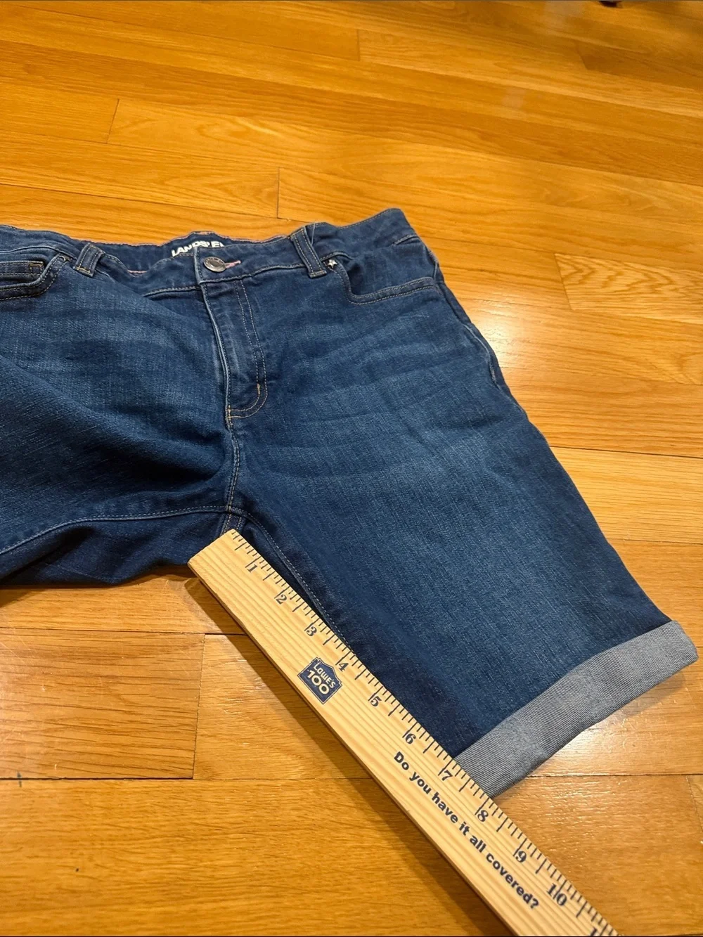 Lands’ End kids adjustable jean shorts size 14+.